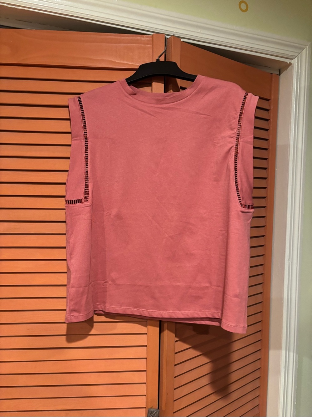 Mango Coral Pink Tank with Eyelet Trim